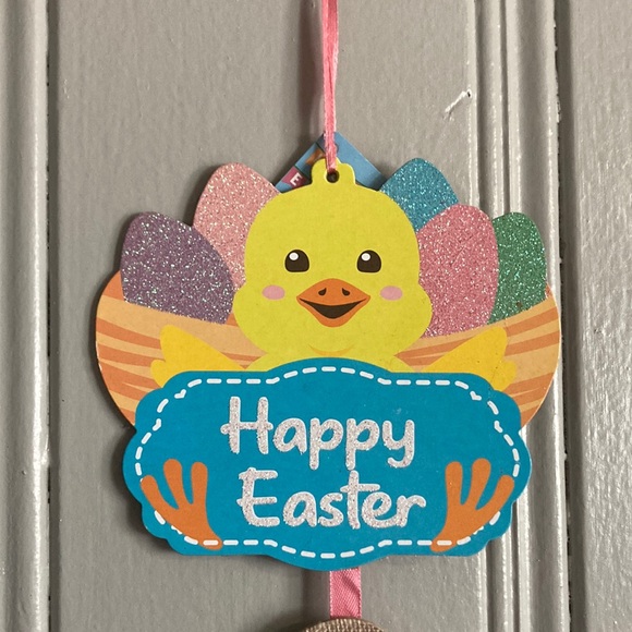 2/$20 NWT Precious Glittered Happy Easter π£ π & Eggs Hanging Decoration Sign - Picture 3 of 12